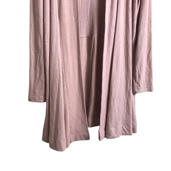 Anthropologie COA Medium Pink Cozy Rayon Open Front Long Line Layering Cardigan - Picture 4 of 7
